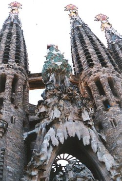 towers around on of the entrances to La Sagrada Familia (the one which shows the nativity)