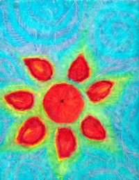 persimmon sun -- drawing by Sienna M Potts, 1994 sometime